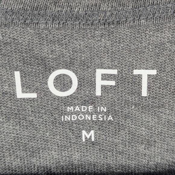 LOFT M Tank Top Gray Button Front Sleeveless V-Neck Casual Soft Knit Blouse - Picture 2 of 4